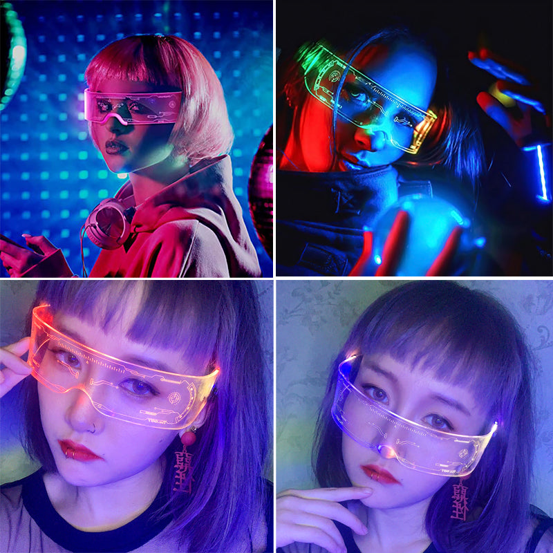 LED Luminous Glasses Party Bar Disco Punk Glasses Futuristic Style Festival Goggles Decoration Gifts