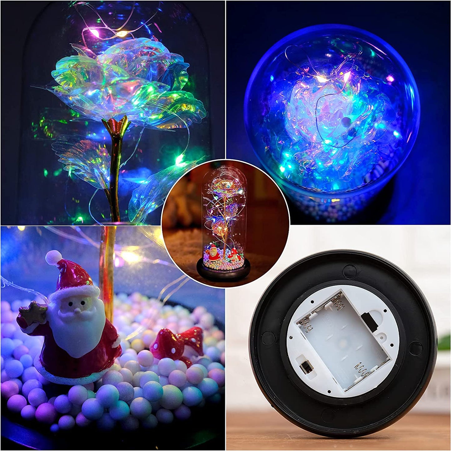 LED Eternal Rose Flower In Glass Enchanted Forever Rose For Valentines Xmas Gift