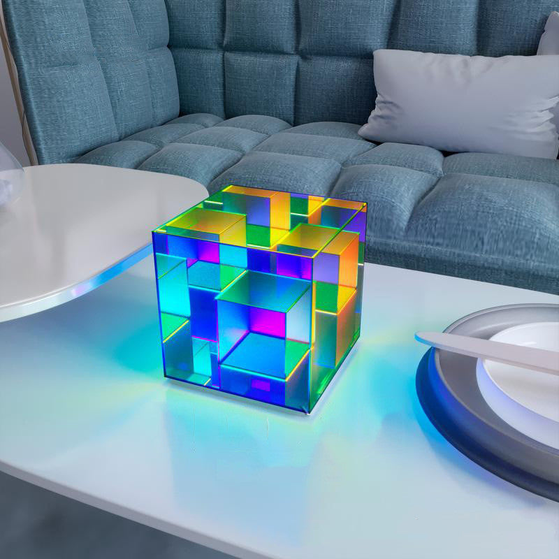 Creative Night Light Acrylic Cube LED Color Cube Box Atmosphere