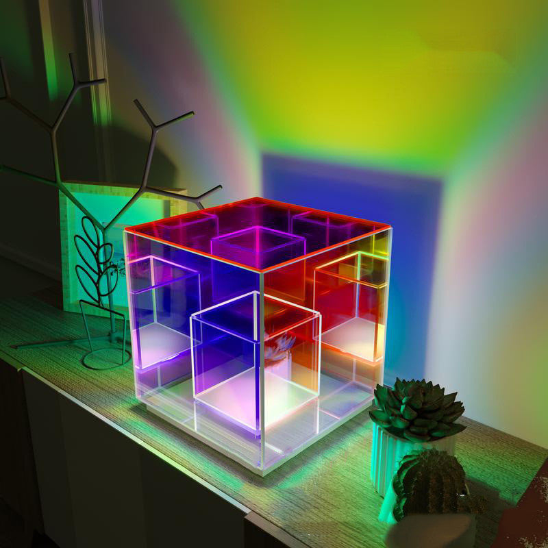 Creative Night Light Acrylic Cube LED Color Cube Box Atmosphere