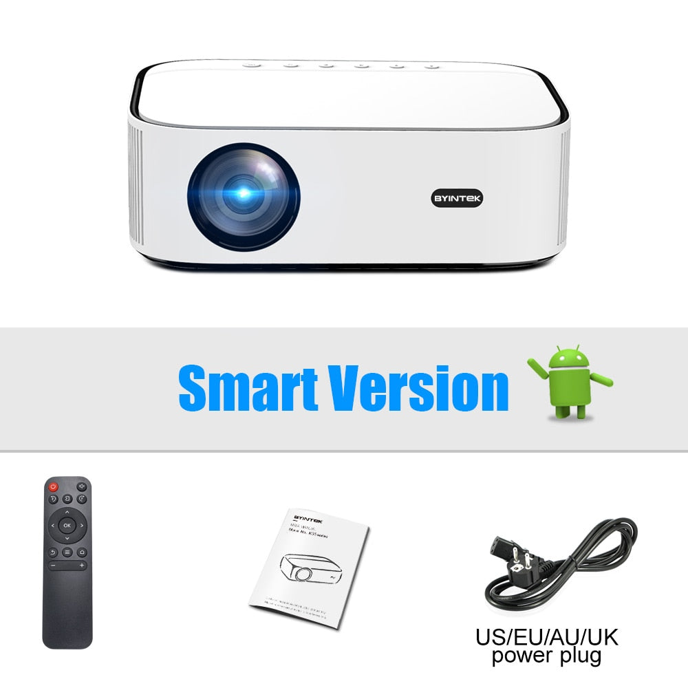 BYINTEK K45 Full HD 4K 1920x1080P LCD Smart Android 9.0 Wifi LED Video Home Theater Cinema 1080P Projector for Smartphone