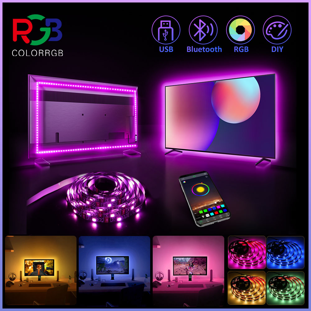 ColorRGB USB Powered LED strip light For 24 Inch-60 Inch TV,Mirror,PC, APP Control Bias