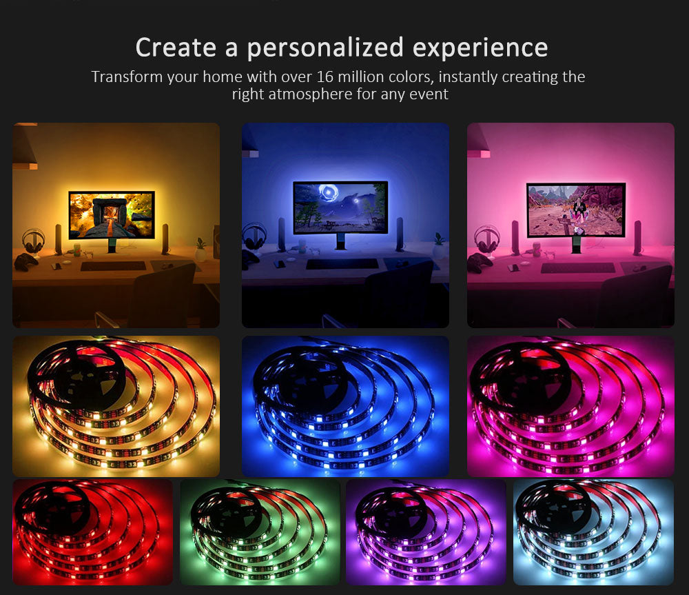 ColorRGB USB Powered LED strip light For 24 Inch-60 Inch TV,Mirror,PC, APP Control Bias