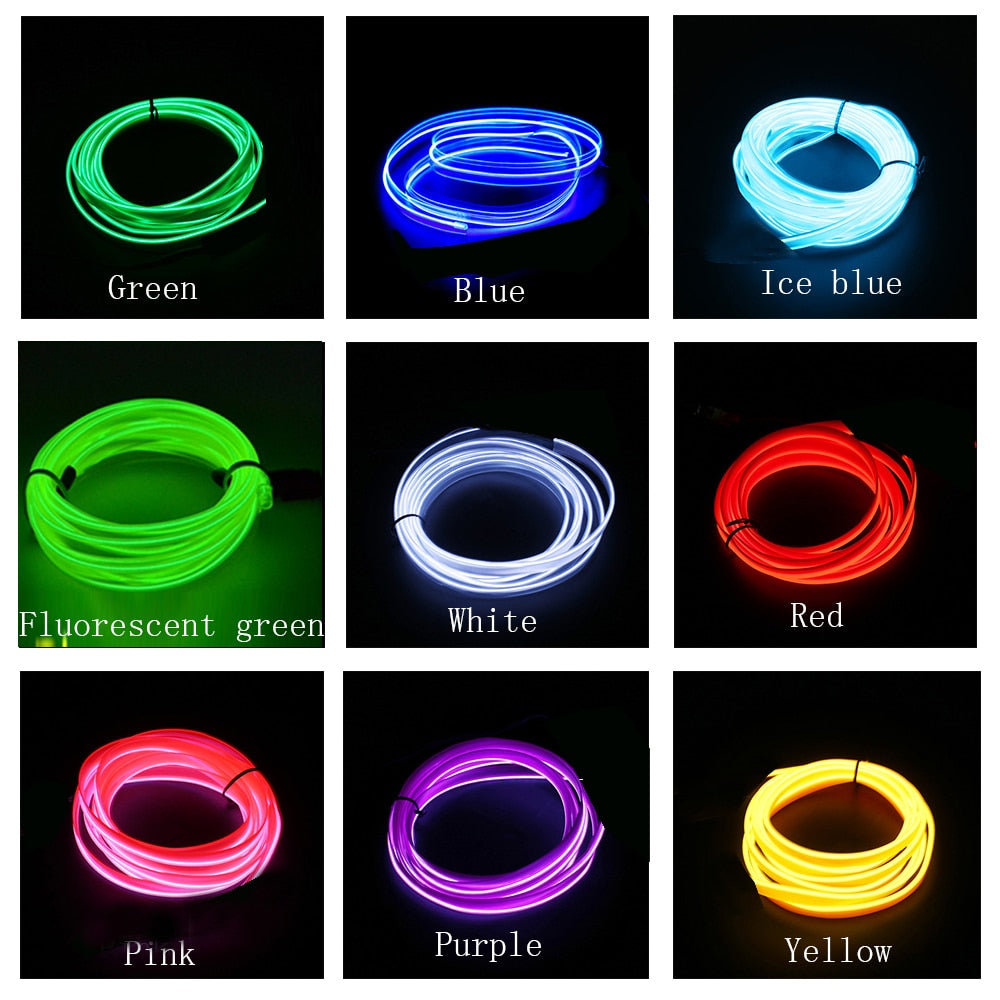 Car Interior Light Atmosphere Ambient Light Tube LED Strip Flexible Neon Lamp Glow String Light For Car Decoration interior part