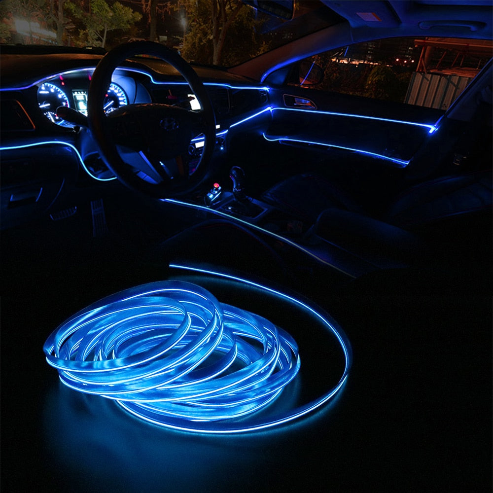 Car Interior Light Atmosphere Ambient Light Tube LED Strip Flexible Neon Lamp Glow String Light For Car Decoration interior part