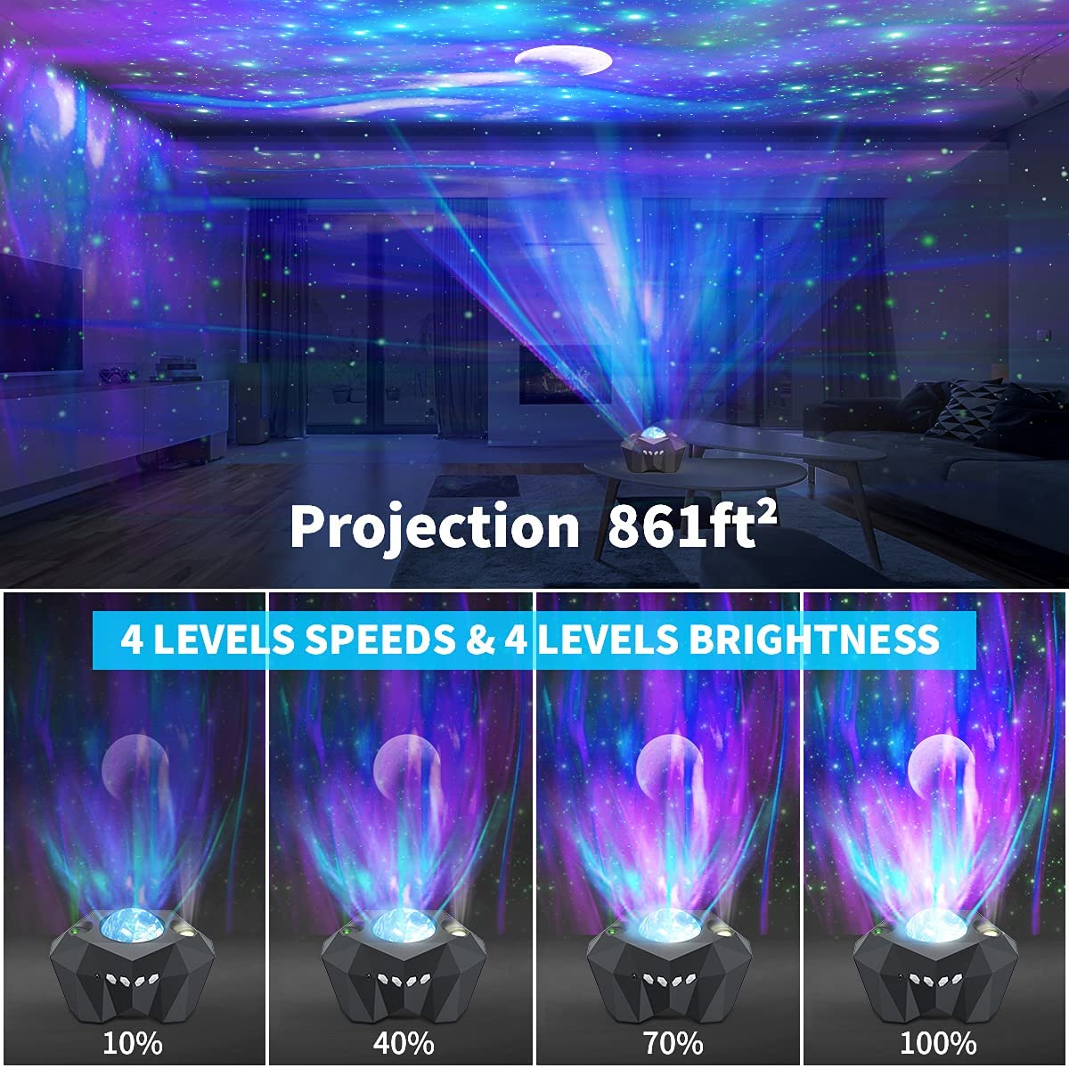 Galaxy Sky Projector Night Light with Bluetooth Music Speaker