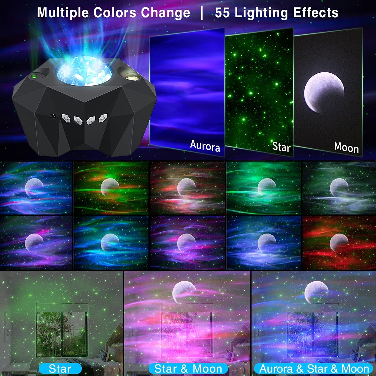 Galaxy Sky Projector Night Light with Bluetooth Music Speaker