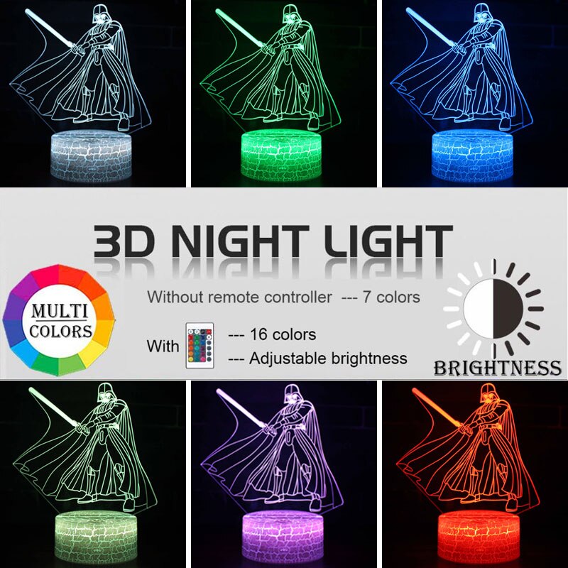 Acrylic 3D Illusion LED Lamp Colourful NightLight