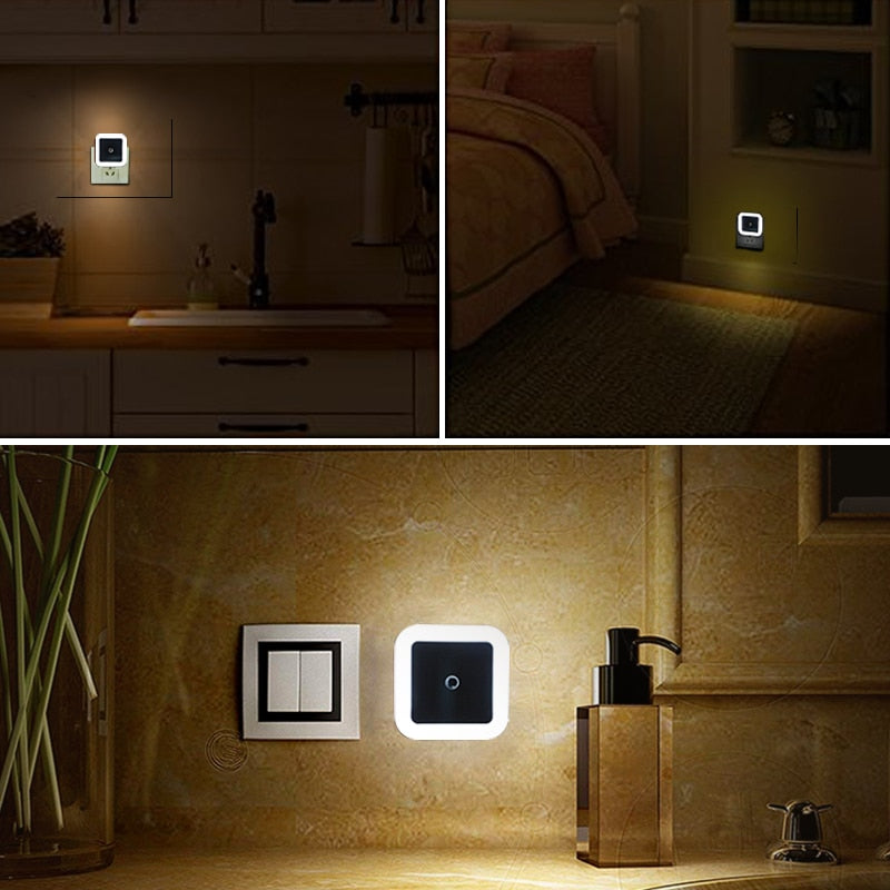 LED Night Light Mini Light Sensor Control 110V 220V EU US Plug Nightlight Lamp For Children Kids Living Room Bedroom Lighting