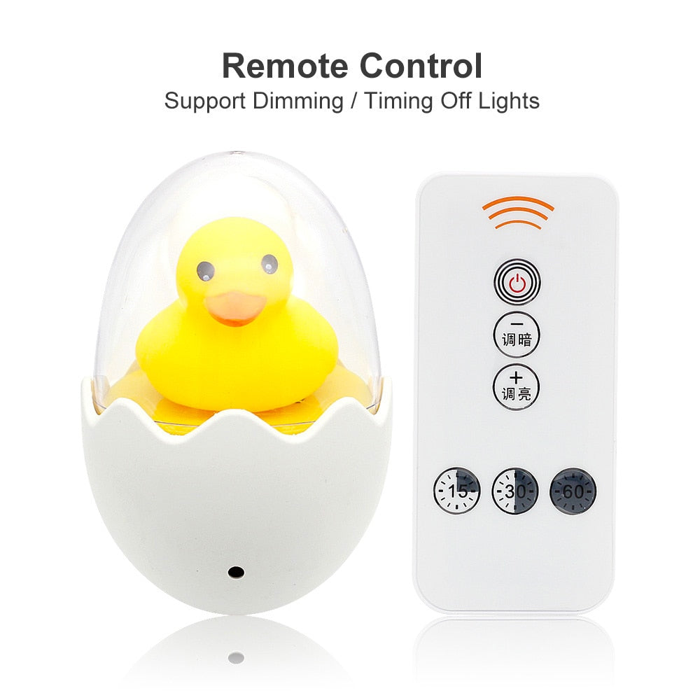 Yellow Egg Duck LED Night Light AC 220V with Remote Control Light Sensor