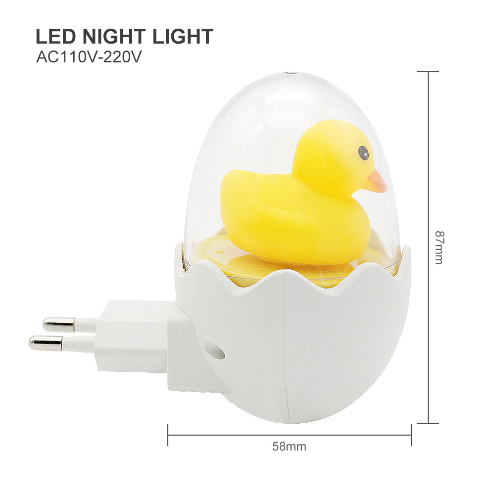 Yellow Egg Duck LED Night Light AC 220V with Remote Control Light Sensor