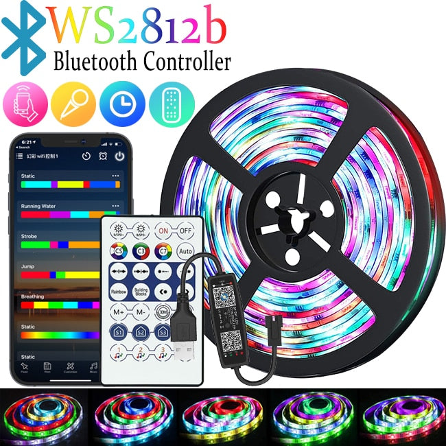 LED Strip 1m-30m RGBIC WS2812b Bluetooth App Control