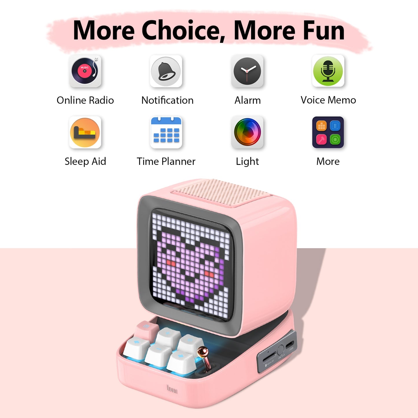 Divoom Ditoo-Pro Retro Pixel Art Bluetooth Portable Speaker Alarm Clock DIY LED Display Board