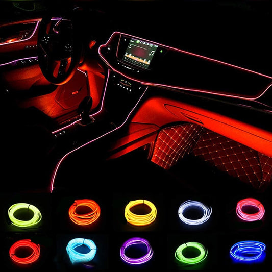 Car Interior Light Atmosphere Ambient Light Tube LED Strip Flexible Neon Lamp Glow String Light For Car Decoration interior part