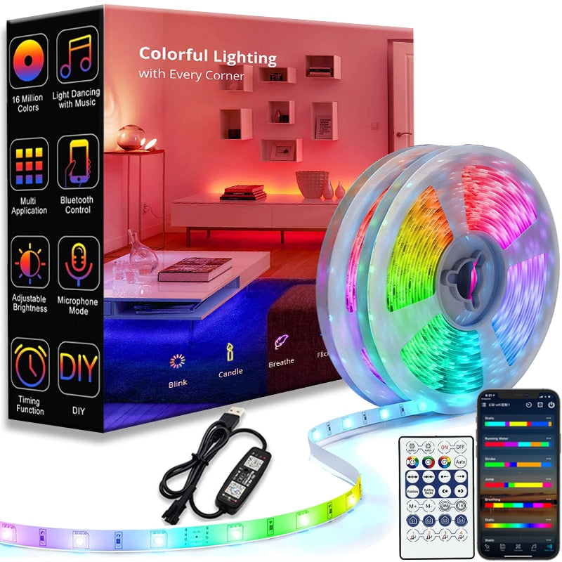 LED Strip 1m-30m RGBIC WS2812b Bluetooth App Control