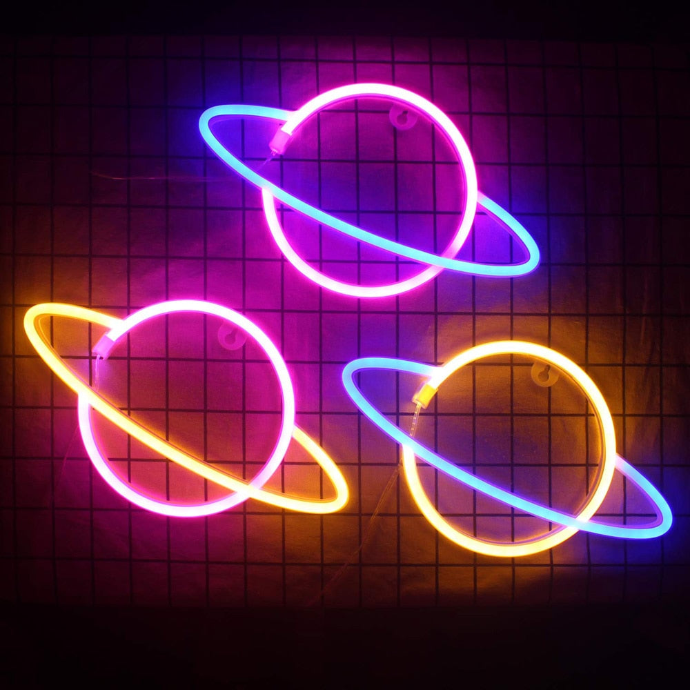 Neon Planet Light Sign USB or Battery Powered