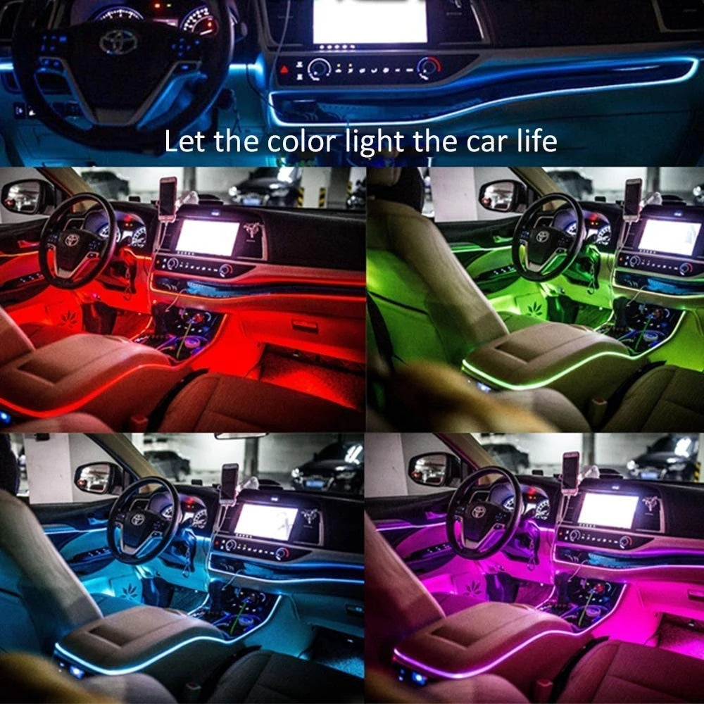 Car Interior Light Atmosphere Ambient Light Tube LED Strip Flexible Neon Lamp Glow String Light For Car Decoration interior part