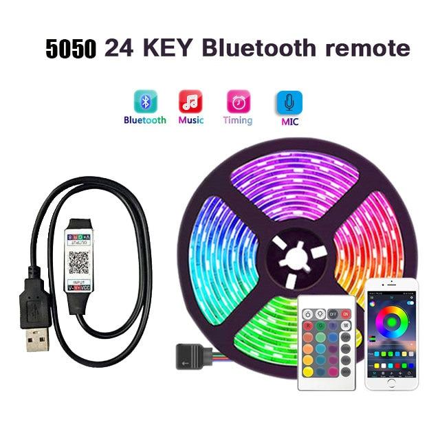 5050 Usb Rgb Led Strip 30M Bluetooth Control 5V White Led Light Led Wall Room Flexible Ribbon Tv Desktop Screen Backlight Diode