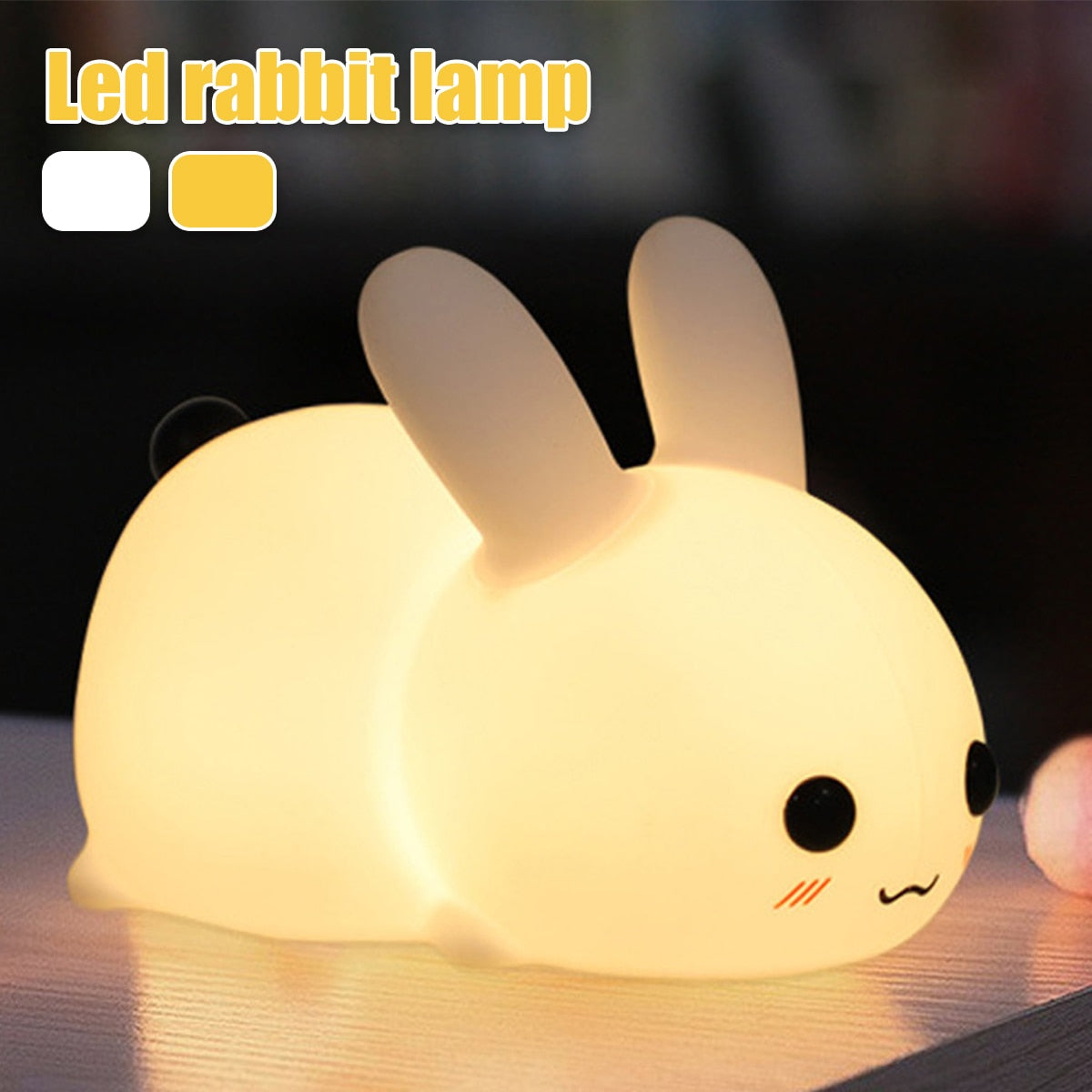 Rabbit Night Light Soft Silicone Touch Night Light USB Rechargeable