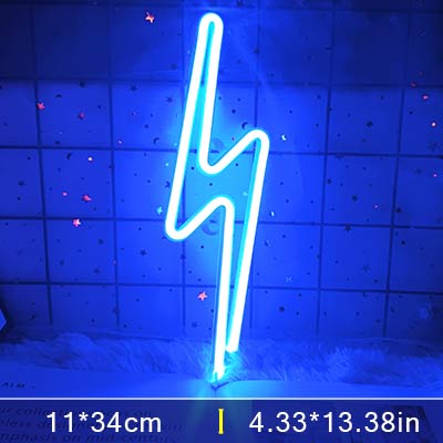 LED Home Neon Lightning Shaped Sign Neon Fulmination Light USB Decorative Light Wall Decor for Kids Baby Room Wedding Party