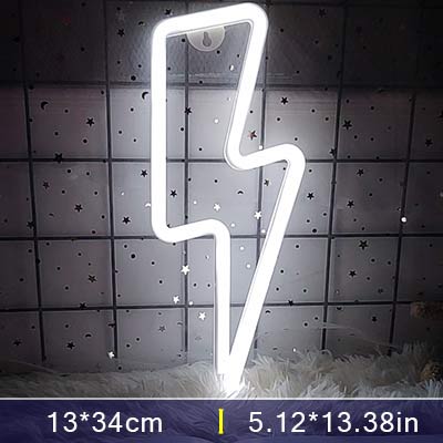 LED Home Neon Lightning Shaped Sign Neon Fulmination Light USB Decorative Light Wall Decor for Kids Baby Room Wedding Party