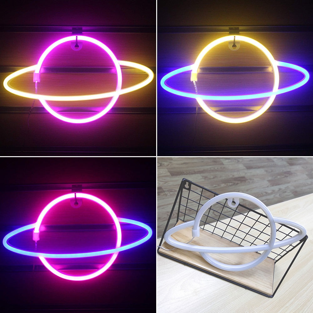 Neon Planet Light Sign USB or Battery Powered